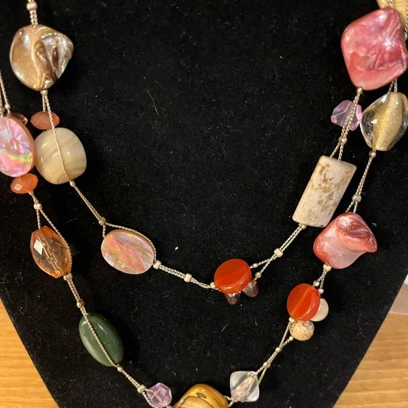 Lia Sophia Multi-Color Multi-Shape Shells & Stones Gold Tone Chain - Picture 2 of 9